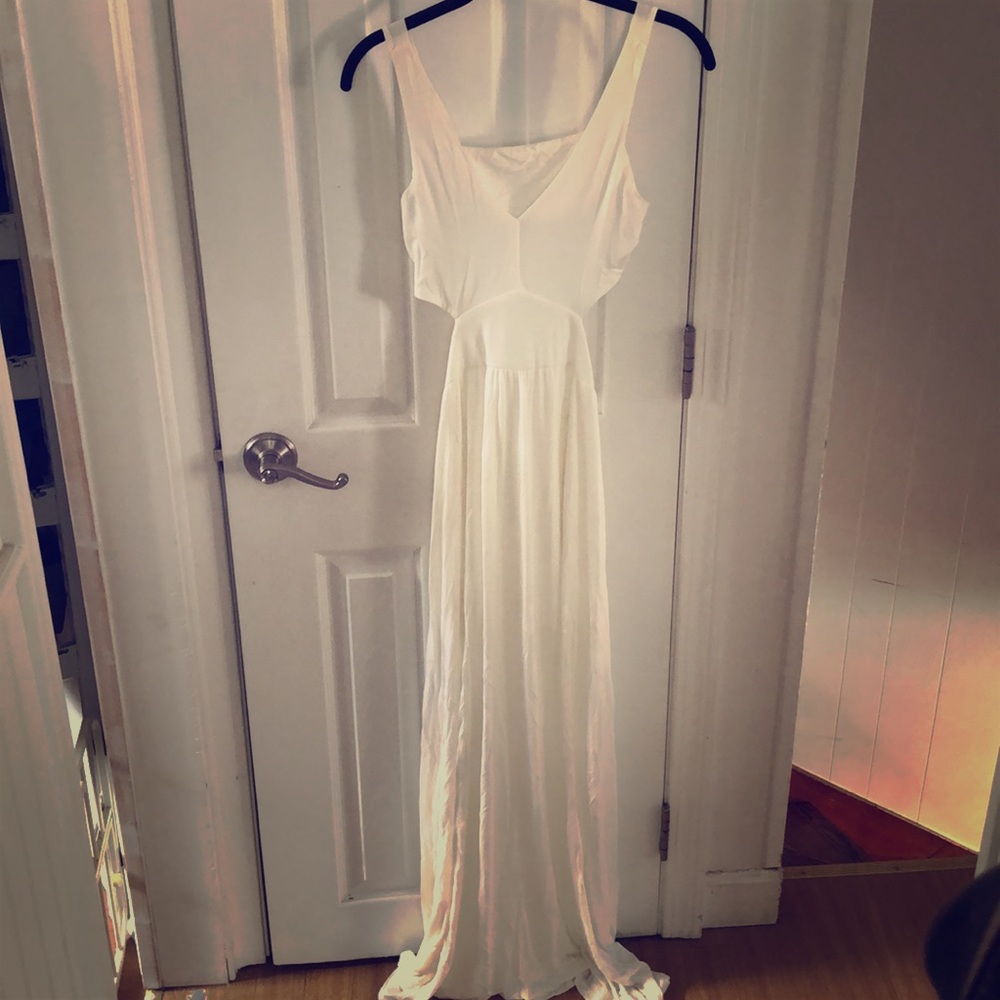 White Maxi with cut out back